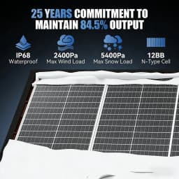 RVPOZWER 12.8V 400/200/100W Rigid Solar Panel 12BB N-Type Solar Cells Monocrystalline Silicon Waterproof Solar Panel Home/RV