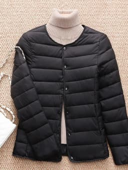 Autumn Winter New round Neck down Cotton Jacket Lightweight Women's Warm Inner Liner Fashionable Cotton Coat Short Style