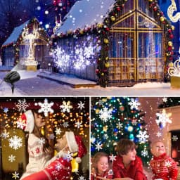 Double-head Christmas Snowfall HD Projector Lights, IP65 Outdoor Upgraded 2-in-1 Rotating Light With Remote Timer for Gift &Room