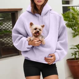 Unisex Fall And Winter Casual Fleece Solid Color Pet Pocket Hooded Sweatshirt Funny Pullover Sleep Tunics Women