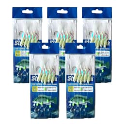 5/25pcs Saltwater Sabiki Rigs Fishing String Hooks with Soft Shrimp Bait Glow Bead Line for Night Fishing Surf Rock Saltwater