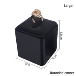 Black Faux Leather Ring Display Column Riser Jewellery Holder Retail Showcase Stand Pawn Shop Counter Organizer Exhibition Rack