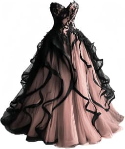 Gothic Wedding Dresses for Bride Layered Tulle Black Bridal Gowns Lace Applique Sweetheart Wedding Gown Dress