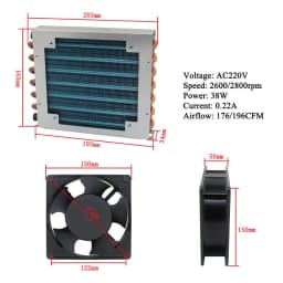 Small Shell Condenser Radiator Refrigerator Freezer Air-cooled Water-cooled Aluminum Fin and Copper Tube Heat Exchanger with Fan