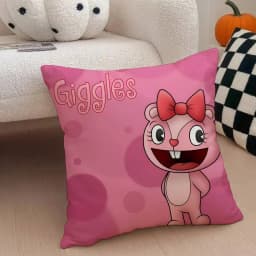 H-Happy Tree F-Friends N-Nutty Pillow Case Anti-dustmite Pillowcase Invisible Zipper Silky Short Plush Sofa Cushion Cover