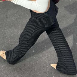 2000s Clothes Y2k Low Rise Boot Cut Trousers Woman Casual Black Striped Trousers Streetwear Sexy Basic Office Lady Flare Pants