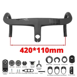 ALANERA RS T1000 Carbon Integrated Road Handlebar with Computer Mount, Internal Cable Routing, 28.6mm Steerer & Spacers