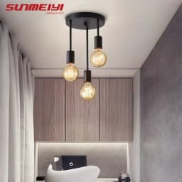 1pc Black Modern Simple Four-head E27 Bulb Base Ceiling Lamp Suitable for Entrance Bedroom Kitchen Corridor Chandelier