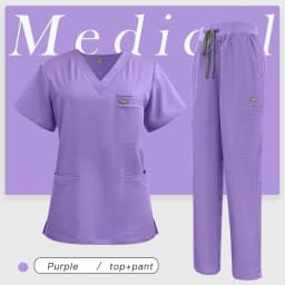 V-Neck Scrubs Top Straight Pants Uniforms Set Medical Nurse Uniforms Hospital Dentist Overalls Pharmacy Work Clothes Pocket Suit