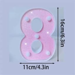 1PC 16cm Pink Glitter LED Letter&Number Lights Battery Powered Decorative Lights For Wedding,Proposal,Birthday,Party,Photo Props