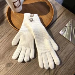 New Cute Style Long Solid Color Knitted Label Girls' Gloves Fingerless Touch Screen Anti-cold Autumn Winter ins Y2K