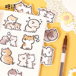 45 Pcs Kawaii Cat Stickers Set Aesthetic Cute Stationery Ideal for Laptop Journal Planner Scrapbook Cat Lovers Decor