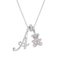 Women's A-Z Initial Letter Pendant Necklace Snake Chain Initial Alphabet CZ Pink Heart Necklace Adjustable Size Hypoallergenic