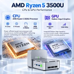 GMKtec G10 Ryzen 5 3500U Mini PC Windows 11 Pro Dual Channel DDR4 3200MHz NVMe SSD WIFI5 BT5.0 Desktop Office Gaming Computer