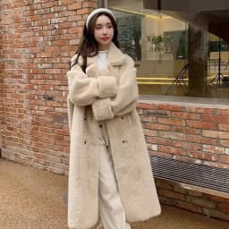2025 Autumn Winter New Loose Environmentally Friendly Rabbit Fur fur Coat Long Thick Warm Temperament Loose Suit Collar Coat