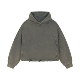 Personalized LOGO custom autumn winter new Boxy version 340g cotton polyester short wide hooded sweater hem tattered old hoodie