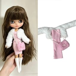 For Blythe Doll Outfit Clothes Luxury Checkered Coat Dress Set Sweet Princess Bowknot Skirt Clothing For Barbies OB24 Small 1/6