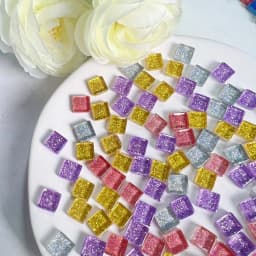 Mosaic Tiles for Crafts Blue Shine Assorted Color 50pcs Glass Glitter Mosaic Supplies Pieces Bulk Square Shape Home Decoration