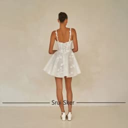 Customized Short Mini Lace Flowers Wedding Dresses Classic Square Neck Sleeveless Bride Gown For Women Vestidos De Novia