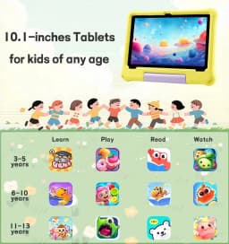 Paitanry 10 inch Kids Android 16 Tablet 8GB (3+5GB) RAM 32GB ROM 5000Mah Octa-core Wifi Children's Learning Educational Tablet