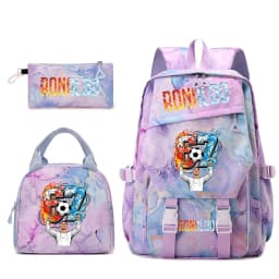 Cr7 Ronaldo 67 Print Student Backpack Set with Lunch Bag Pencil Case Teen Girls School Travel Daypack