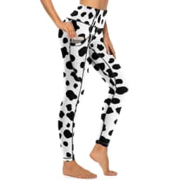 Cow Pattern Leggings Sexy Black Spots Print High Waist Yoga Pants Novelty Stretch Leggins Lady Design Running Sports Tights
