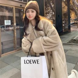 2025 Autumn Winter New Loose Environmentally Friendly Rabbit Fur fur Coat Long Thick Warm Temperament Loose Suit Collar Coat