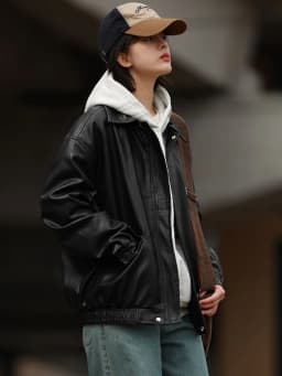 Cool Brown Leather Jacket Women's Motorcycle Style Spring Autumn Winter Fashionable Vintage American High-End Feel Short Coat