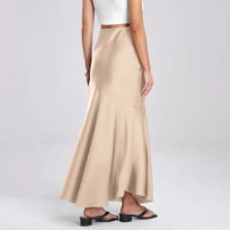 Summer Elastic High Waist Solid Color Elegant Satin Long Skirt For Women 2024 Fashion Bodycon Office Lady Skirts