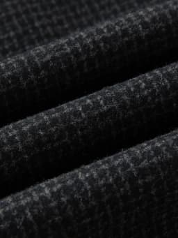 DUSHU Plus-Size Gray Wool Blend Fine Check Cropped Casual Pants 2025 Winter High-Waisted Calf-length Straight British Style