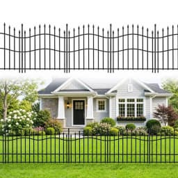 32 Inch No Dig Garden Fence 10 Pack, 22FT Metal Animal Barrier Panels With Gate, Decorative Yard Border For Patio Flower Beds