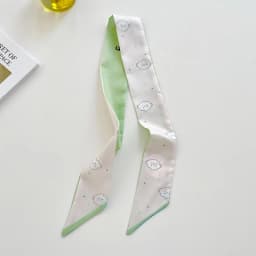 Korean green headband long small silk scarf for Women, Soft Comfort Elastic Headband, Workout Daily Casual Evening Gift Chic