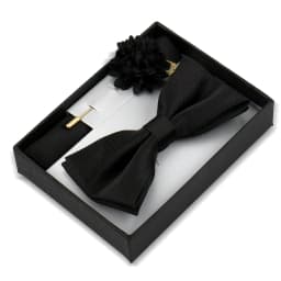 Bowtie Man Flower Brooch Set With Box Pocket Square Butterfly Lapel Pin Bow Tie Set For Men Wedding Suit Accessories Gift Cravat
