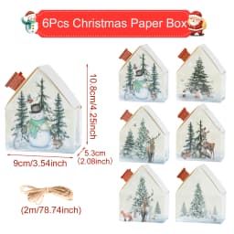 6/28PCS Christmas Paper House Shape Pendants Xmas Tree Christmas Decorations For Home 2024 Navidad Natal New Year Gifts 2025