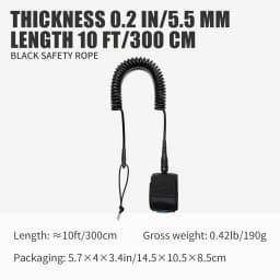 KOETSU SUP Paddle Board Leash 10FT 5.5 mm/0.22 in TPU Material Strong Cord with Ankle MAGIC TAPE Comfortable Secure Fit