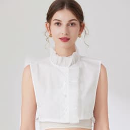 Elegant White Layered Doll Collar Half Shirt Blouse Detachable False Collar Ruffled High Neck Sweater Decorative Collar