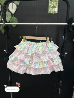 Handmade Original Three-Color Print Pink Polka Dot Knot Puffy Skirt Cake Skirt Sweet Style Loose Fit Daily Wear