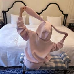 Women Kawaii Cute Bunny Ear Hooded Sweatshirt Oversized Big Zip Up Long Sleeve Sweet Y2K Streetwear Loose Casual Daily Outerwear