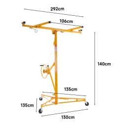 【Breeins】16FT Rolling Drywall Lifter Panel Hoist Jack Tool Heavy Tools