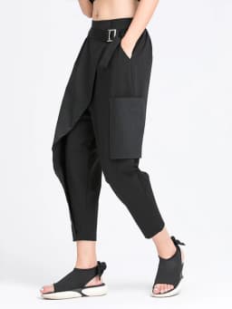 [EAM] High Elastic Waist Black Irregular Split Harem Trousers New Loose Fit Pants Women Fashion Tide Spring Summer 2026 1Y487