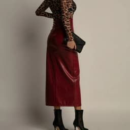 Sexy High Split PU Leather Skirts for Women Elegant Slim High Waisted Package Hip Skirts Ladies New Fashion Office Pencil Skirt