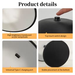 Cordless Mushroom Table Lamp Touch Control Dimmable LED Desk Light Rechargeable Bedroom Night Light Home Decor Gift