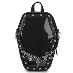 Gothic Punk Coffin Shape Ita Bag Women Clear Backpacks Dark Lolita Handbag and Shoulder Bag Girls Cosplay Designer 2 Insert