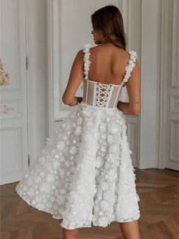 Customized Wedding Dress Lace Flowers Spaghetti Strap A-Line robes de soirée Knee-Length Valentines Day Evening Dresses Gowns