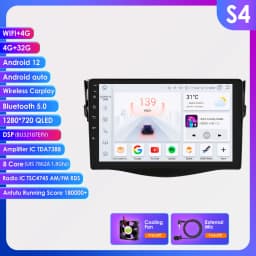 Hizpo 8+128GB Android 13 For Toyota RAV4 2006-2012 Car Radio Multimedia Player AI Voice Control Navigation GPS Wireless Carplay