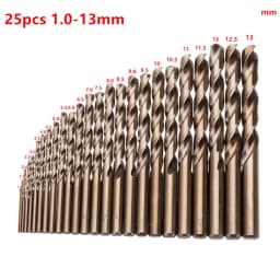 25Pcs 1-13mm M35 HSS-Co Cobalt Straight Shank Twist Drill Bits Set Metal Drilling Hole For Wood Stainless Steel Iron Aluminum