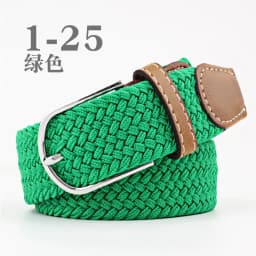 3.3x107cm Solid Color Elastic Braided Belt Casual Men's Women's Belt Stretch Canvas Pin Buckle Waistband