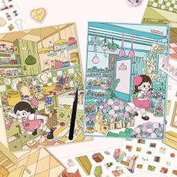 HEYBAO Anniversary Mini Scene Book | Japanese Retro Comic Stickers & Cards, for Journal & Scrapbook Decor