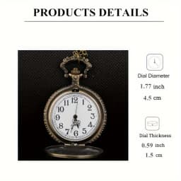 1pc Vintage Shield Pentagram Design Quartz Pocket Watch