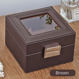 Clear Glass Top PU Leather Watch Box Single Slot Men Jewelry Organizer Storage Case Collection Gift Holder Stand Display